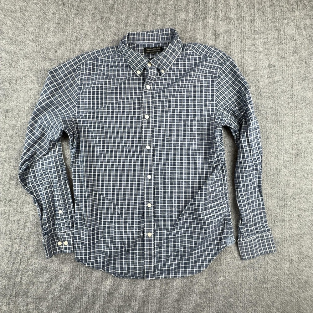 Banana Republic Shirt Mens Large Blue Check Long Sleeve Button Down Slim Fit